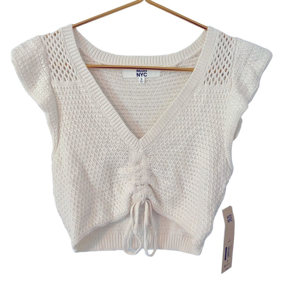 Madden NYC Knit Crop Sweater With Knit Boy Short Set, Size Small NWT